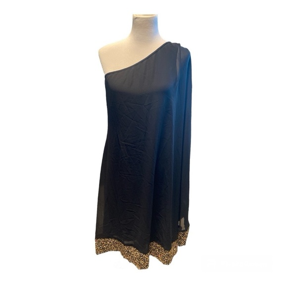 Julie Brown NYC One Shoulder Cocktail Dress 5304 Evan Rich Black NEW WITH TAGS L - Picture 1 of 7